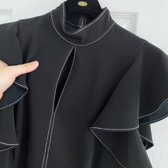 Cinq a Sept "Reiko" Black Crepe Dress with Topstitch detail, size 2 - Picture 9 of 13